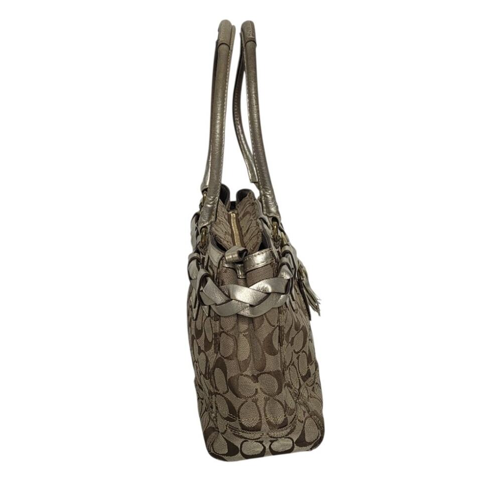 Y2K Coach Hampton F13065 Signature Monogram Canvas Braided Tassel Handbag - Picture 4 of 13